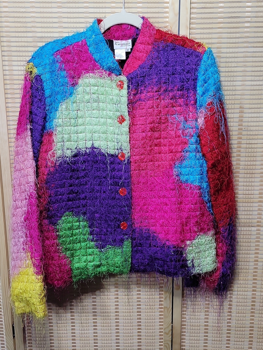 Vintage Florissant New York Bright Colorful Fringed Cardigan - Medium